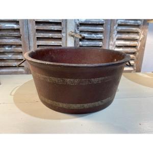 Old Cooler, Leather Basin Early 19th Century Curiosity Bucket Basin