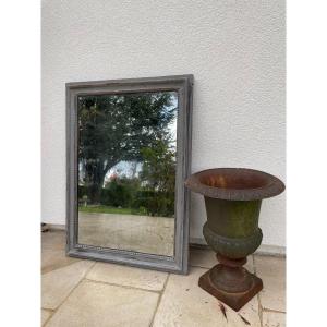 Old Louis XVI Mirror Period 18th Patinated Painted Wood Paneling Mirror