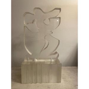 Contemporary Plexi Sculpture By M Kouider: Mythological Expression 1990 Numbered XXth