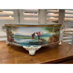 Large Old Paris Porcelain Planter Late 19th Century Center Table Planter