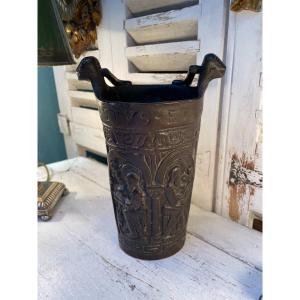 Old Large Holy Water Bucket In Bronze From The 19th Century Religion Devotion Curiosity Showcase