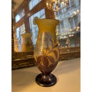 Old Small Baluster Vase On Pedestal By Gallé Art Nouveau Showcase 20th Century Collection