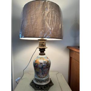 Old Bayeux Porcelain Lamp Langlois Chinese Period 19th Century