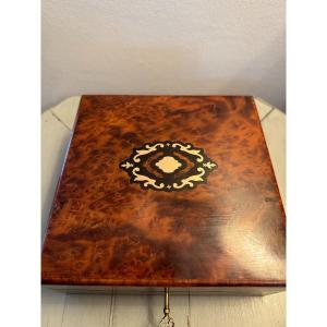 Old Napoleon III Box In Loupe And Thuya Marquetry XIX Eme Century