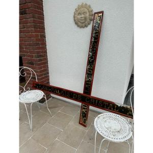 Old Eglomized Glass Sign Palais De Cristal Circa 1920 Art Nouveau 2 Available