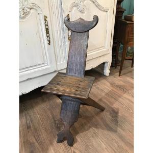 Old Rare Small Children's Chair In Oak Probably Normandy Late 19th Century