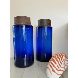 Old Cobalt Blue Pharmacy Bottles XIX Eme Herbalist Apothecary Old Glass Bottle