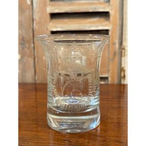 Antique Engraved Norman Goblet Glass Early 19th Century Normandy Wedding Glass