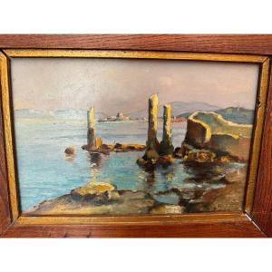 Old Marine Painting Oil On Panel By E Savreux, Early 20th Century Hsp Provençal School