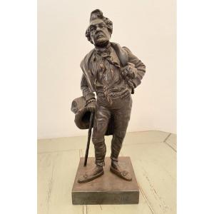 Antique Bronze Statue Representing Robert Macaire, Early 20th Century Signed Gremeret