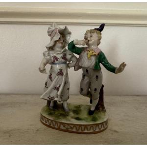 Antique German Porcelain Couple From Dresden Circa 1900 Figures