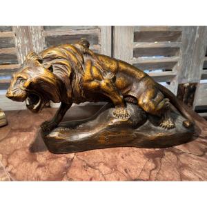Antique Terracotta Animal Statue Sculpture By Thomas Cartier And Ile-adam Circa 1920