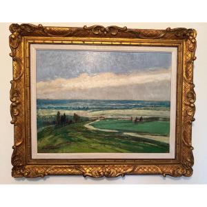 Great Old Painting: La Bresse By Henry Grosjean Oil Painting On Panel Early 20th Century