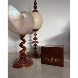 Old Small Scent Box, Square Box, Charles X Period, 19th Century Marquetry