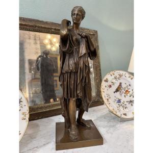 Antique Bronze Statue Sculpture Of Diana Of Gabies, 19th Century, 42 Cm