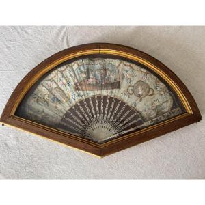 Antique 18th Century Fan Louis XVI Period Illuminated Gouache On Paper