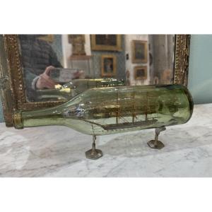 Antique Ship In A Bottle. Sailor's Ex-voto. Folk Art, 19th Century, France