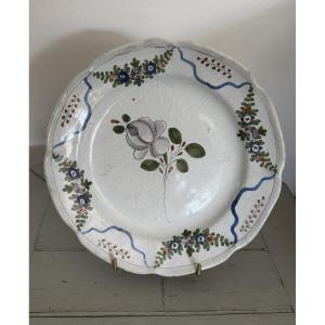 Antique 18th Century Earthenware Plate From Les Islettes Or La Rochelle Earthenware 