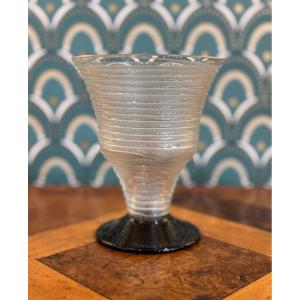 Antique Daum Nancy Art Deco Vase With Purple Base Circa 1920, Truncated Cone 