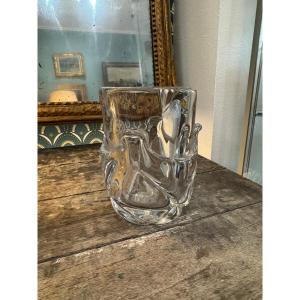Antique Saint Louis Crystal Paste Vase Circa 1970, Vintage Tourbillon Style Model 