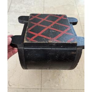 Antique Wall Console In Blackened Wood From The 18th Century, Polychrome Woodwork Element
