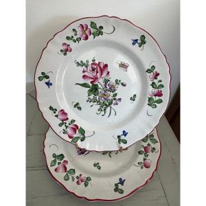 Pair Of Antique Saint Clement Kg Keller And Guerin Earthenware Plates, Gallé Period