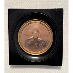 Old And Large Miniature Presenting A Child's Drawing Signed Period XIXth 1840 Miniature 