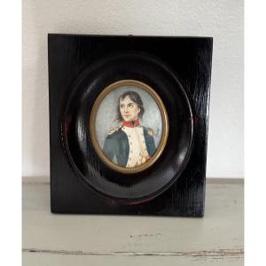 Old And Small Miniature Painted On Ivory Of Bonaparte Napoleon XIXth Old Painting