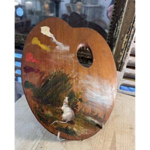 French School Of The 19th Century Painter's Palette Oil On Mahogany Panel The Mouse Painting