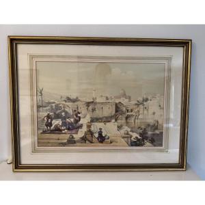 Rare And Old Orientalist Lithograph By David Robert Circa 1850 Jerusalem Holy Land XIX 