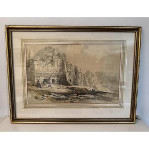 Old And Rare Orientalist Lithograph By David Robert Circa 1850 Petra Holy Land Petra