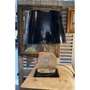 Old And Pretty Lamp The Dolphin Vintage 1970 With Young Woman Bust Glass 
