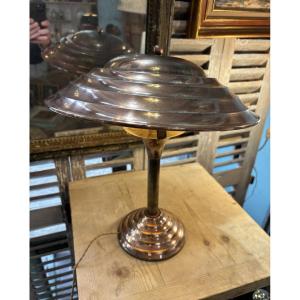 Antique Mushroom Lamp From The Art Deco Period In Copper Circa 1930-1940, Modernist