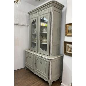 Antique Louis XV Period Two-body Patinated Oak Display Cabinet, 18th Century Display Cabinet