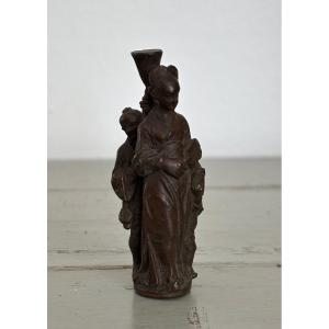 Antique Small Bronze Okimono Statue Chinese Chinoiserie Display Case Curiosity Collection 