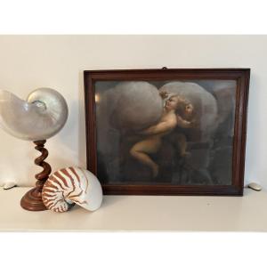 Old Pastel Painting From The 18th Century Putti Carrying The Clouds Rococo 18th Angel Putto