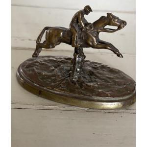 Rare Small Removable Bronze Jockey 19th Century Statue Sculpture Horse Equestrian Animal 
