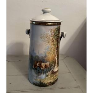 Antique Porcelain Milk Jug With Cow Decoration, Paris Porcelain, Late 19th Century 