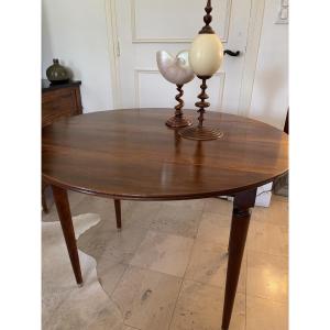 Antique Small Mahogany Directoire Dining Table, 19th Century, With Four Tapered Legs 