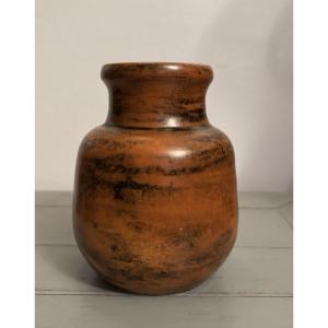 Vintage Jacques Blin Black And Orange Vase, Circa 1970, Ceramic Design