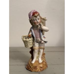 Antique Small German Porcelain Figure, Late 19th Century, Depicting A Statue In A Pose.
