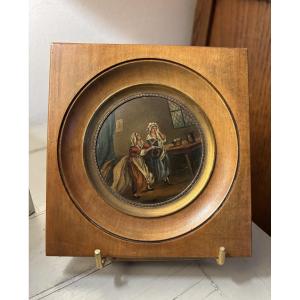 An Old Miniature Painted In Oil On Copper, Early 19th Century, Depicting "conviction."