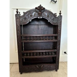 Antique Glassmaker's Display Shelf, 19th Century, Normandy Folk Art.