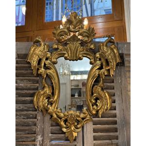 Antique Italian Giltwood Mirror Known As The "birds Of Paradise" Mirror, Early 20th Century