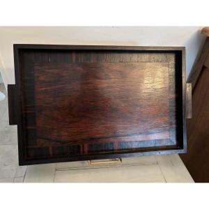 Antique Small Art Deco Table Tray In Macassar Ebony, Circa 1930