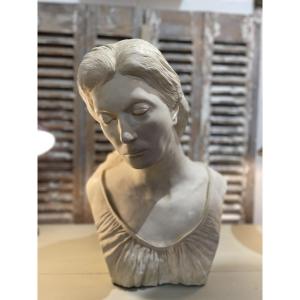 Antique Plaster Bust, Workshop Bust: Roger Bésus, Late 20th Century, Rouen School, Sculpture By Bésus