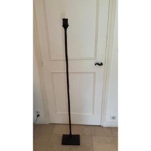 Vintage Bronze Floor Lamp With Floral Decoration, Circa 1980, Dlg Anthonioz