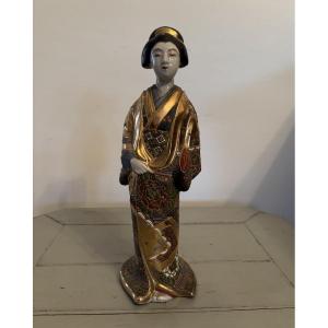 Early 20th Century Satsuma Porcelain Kannon Guanyin Statue, Japan 