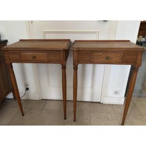 Antique Pair Of Wall-mounted Console Tables, Originally Used As Hairdressing Salon Furniture, Circa 1950, Art Deco Style, Bedside Tables 