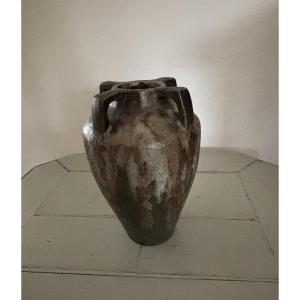 Antique Small Art Deco Stoneware Vase By Charles Greber, Beauvais Collection